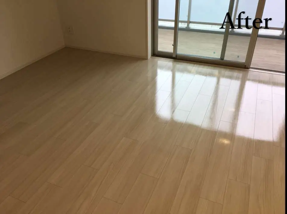 施工後のフローリングの様子(大阪府東大阪市|UVフロアコーティング後)