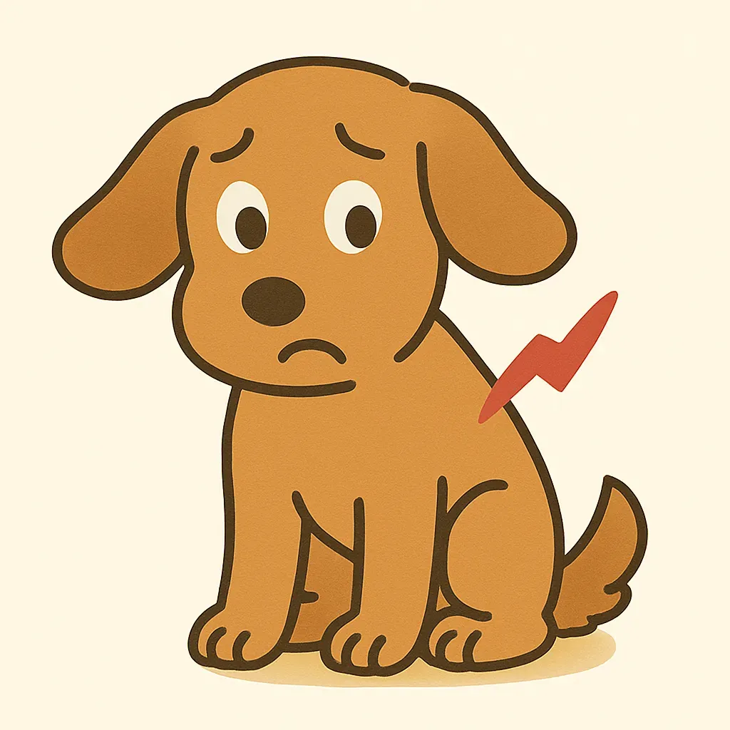 フローリングで滑る犬がケガや関節負担になるリスクを表現したイラスト