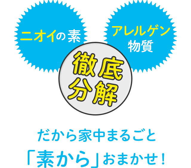 ニオイの素やアレルゲン物質も徹底分解